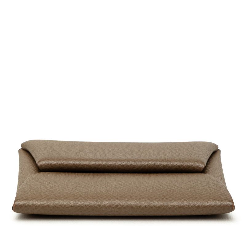 Hermes Bastia Coin Purse Greige Silver Leather — view 3