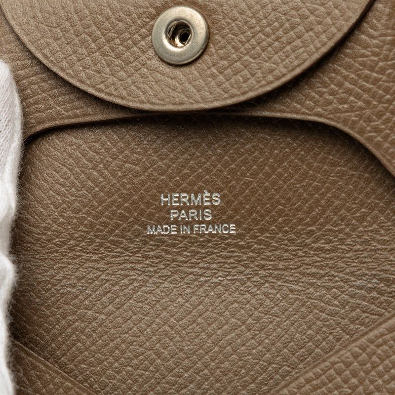 Hermes Bastia Coin Purse Greige Silver Leather — view 6
