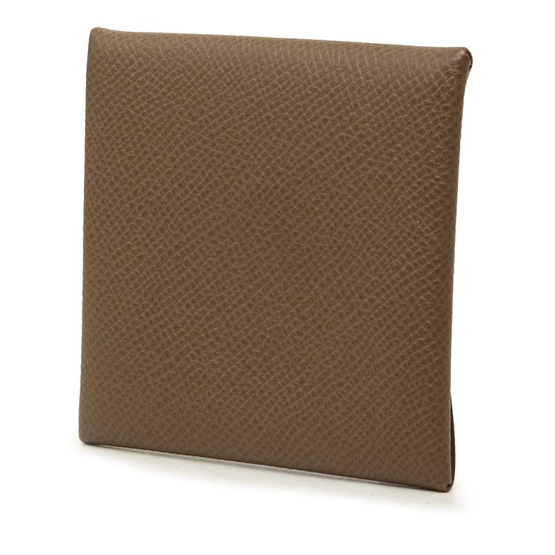 Hermes Bastia Coin Purse Greige Silver Leather — view 2