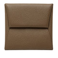 Hermes Bastia Coin Purse Greige Silver Leather