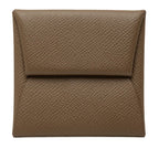 Hermes Bastia Coin Purse Greige Silver Leather