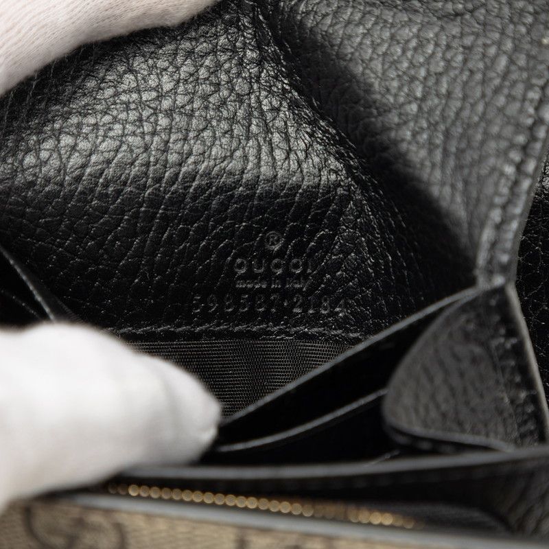 Gucci GG Supreme Double G Medium Wallet Beige Black Leather — view 6