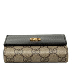 Gucci GG Supreme Double G Medium Wallet Beige Black Leather — view 3