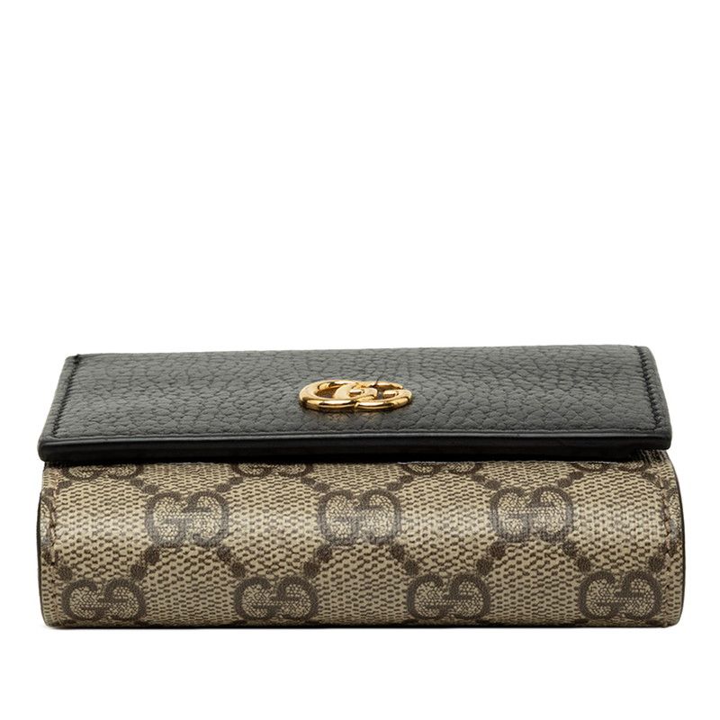 Gucci GG Supreme Double G Medium Wallet Beige Black Leather — view 3
