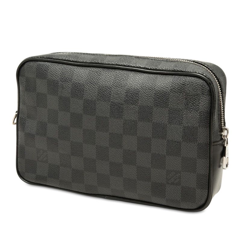 Louis Vuitton Damier Graphite Pochette Kasai Clutch Black Leather — view 2