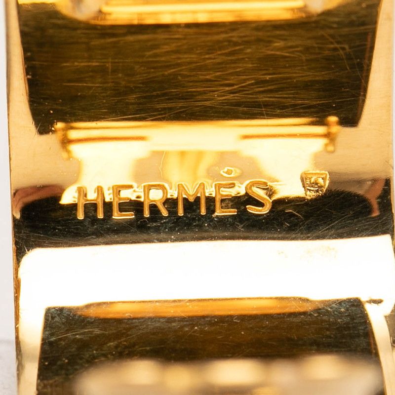 Hermes Enamel Cloisonne Earrings Ear Clips Gold Multicolor Plated — view 3