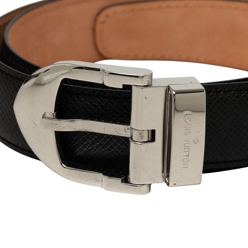 Louis Vuitton Taiga Ceinture Classic 90/36 Black Silver Leather Belt — view 4