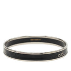 Hermes Enamel PM Caleche Bangle Black Silver Metal Bracelet — view 3