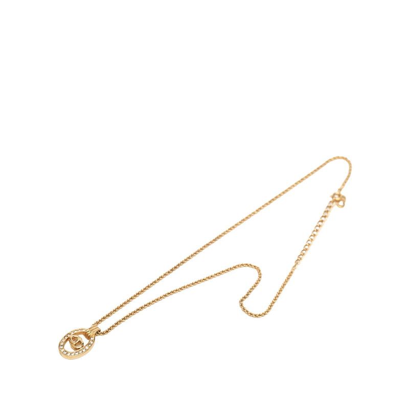 Dior Circle CD Logo Chain Pendant Gold Plated Rhinestone — view 3