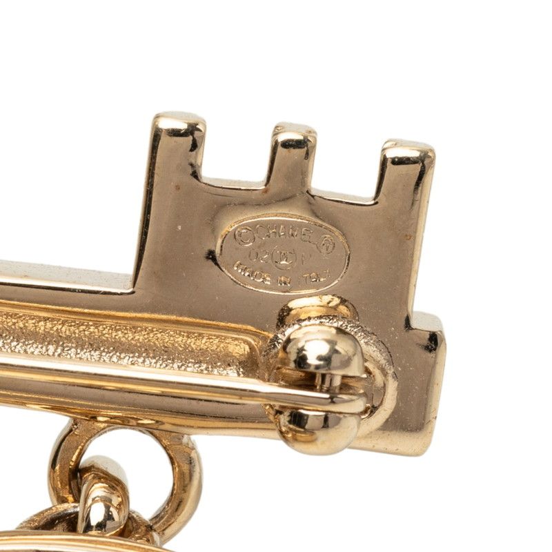 Chanel CC Logo Padlock Motif Brooch Gold Pink Plated Rhinestone — view 3