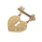 Chanel CC Logo Padlock Motif Brooch Gold Pink Plated Rhinestone