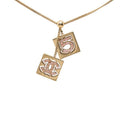 Chanel CC Logo No 5 Plate Chain Pendant 02P Gold Plated Rhinestone