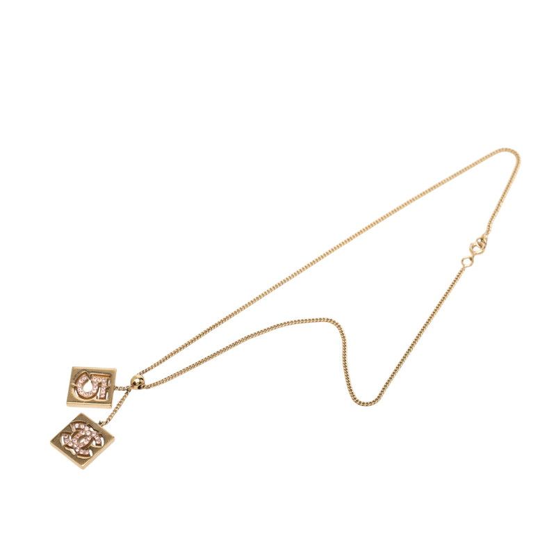 Chanel CC Logo No 5 Plate Chain Pendant 02P Gold Plated Rhinestone — view 3