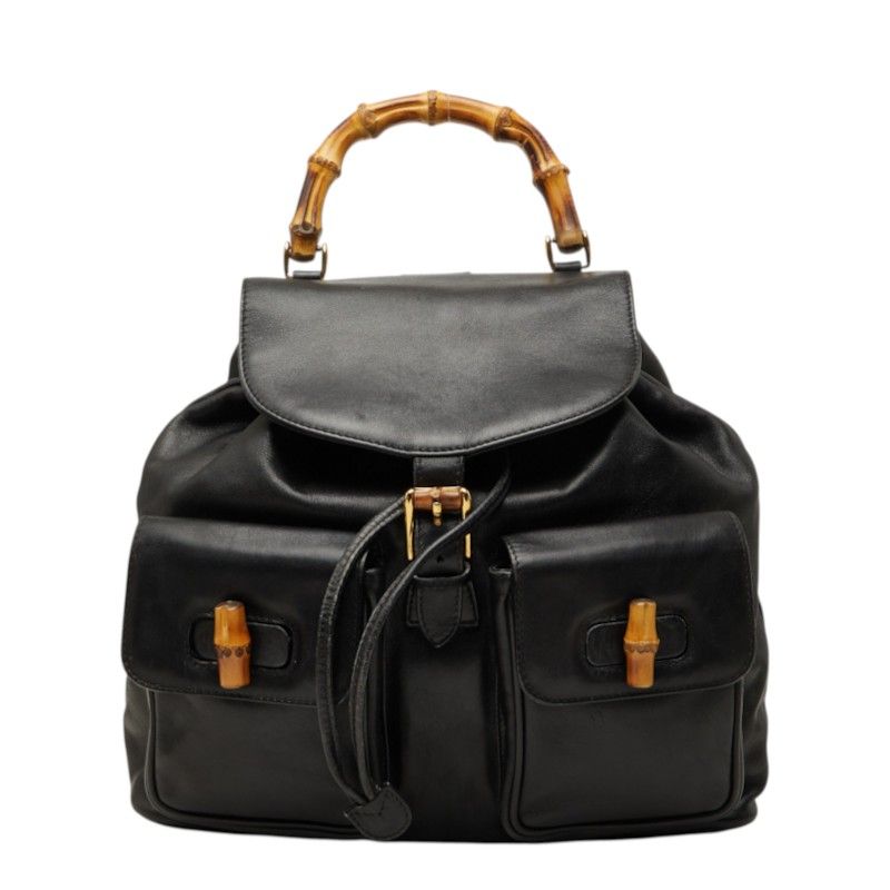 Gucci Bamboo Backpack Black Leather