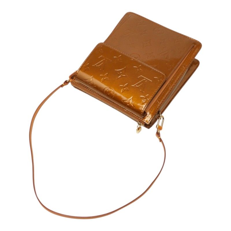 Louis Vuitton Monogram Vernis Shoulder Bag Blanc Brown Patent Leather — view 8