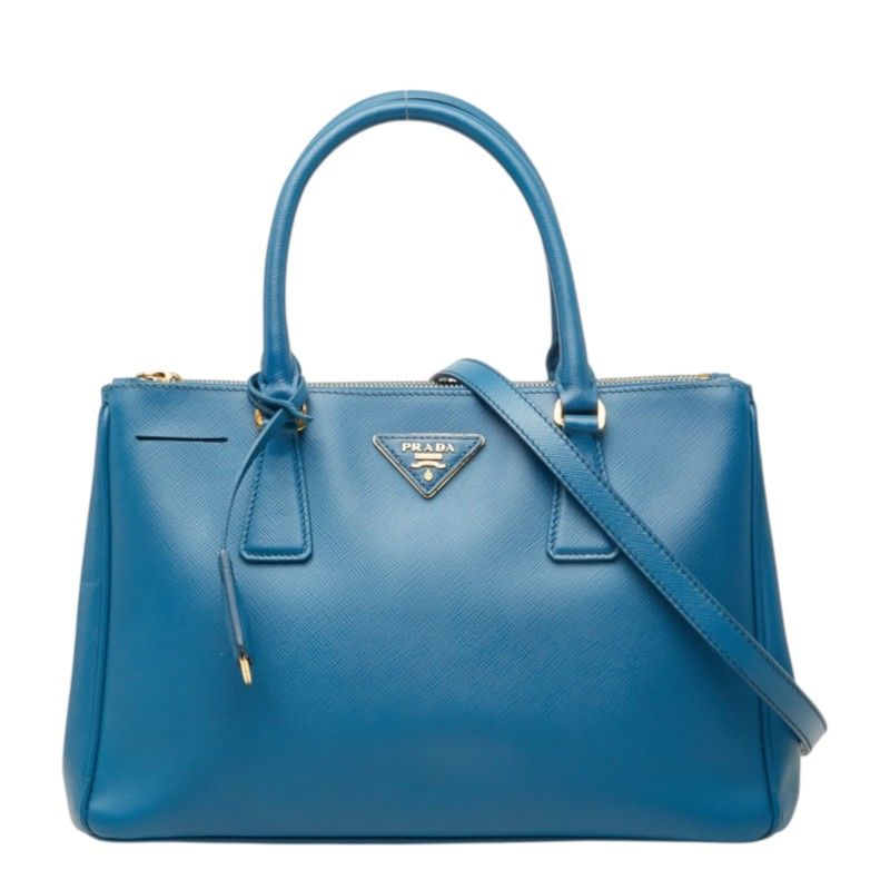 Prada Galleria 2-Way Shoulder Bag Blue Saffiano Leather