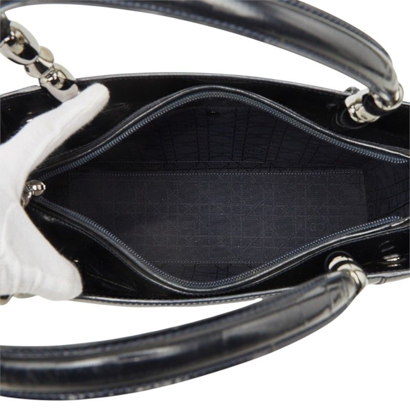 Dior Malice Pearl 2-Way Shoulder Bag Navy Patent Leather — view 8