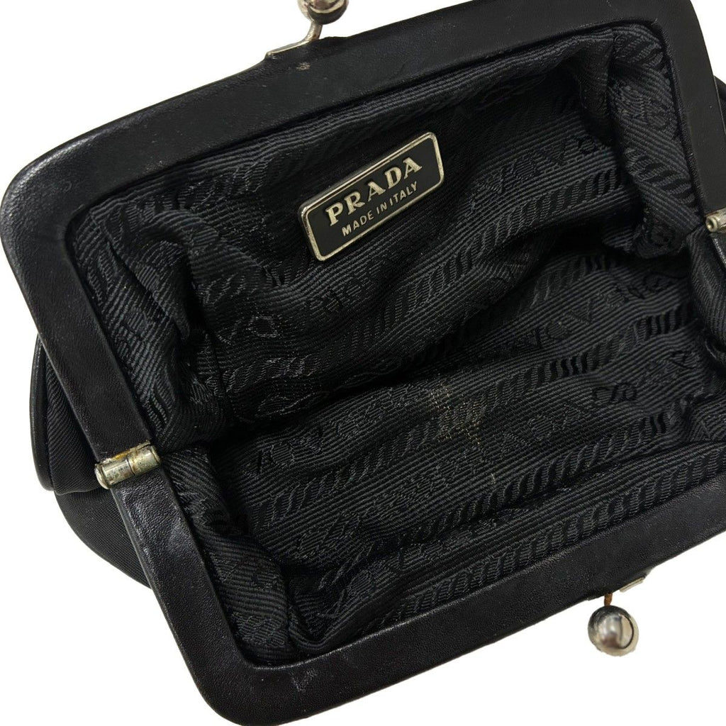 Prada Nylon Kiss Lock Pouch Coin Purse Black — view 7
