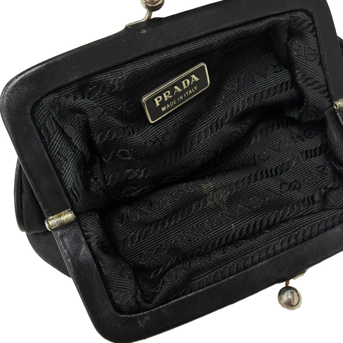 Prada Nylon Kiss Lock Pouch Coin Purse Black — view 7