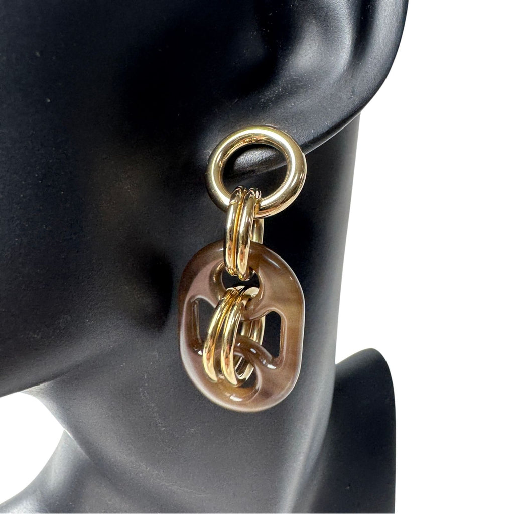 Hermes Liddy Earrings PM Gold Buffalo Horn — view 3