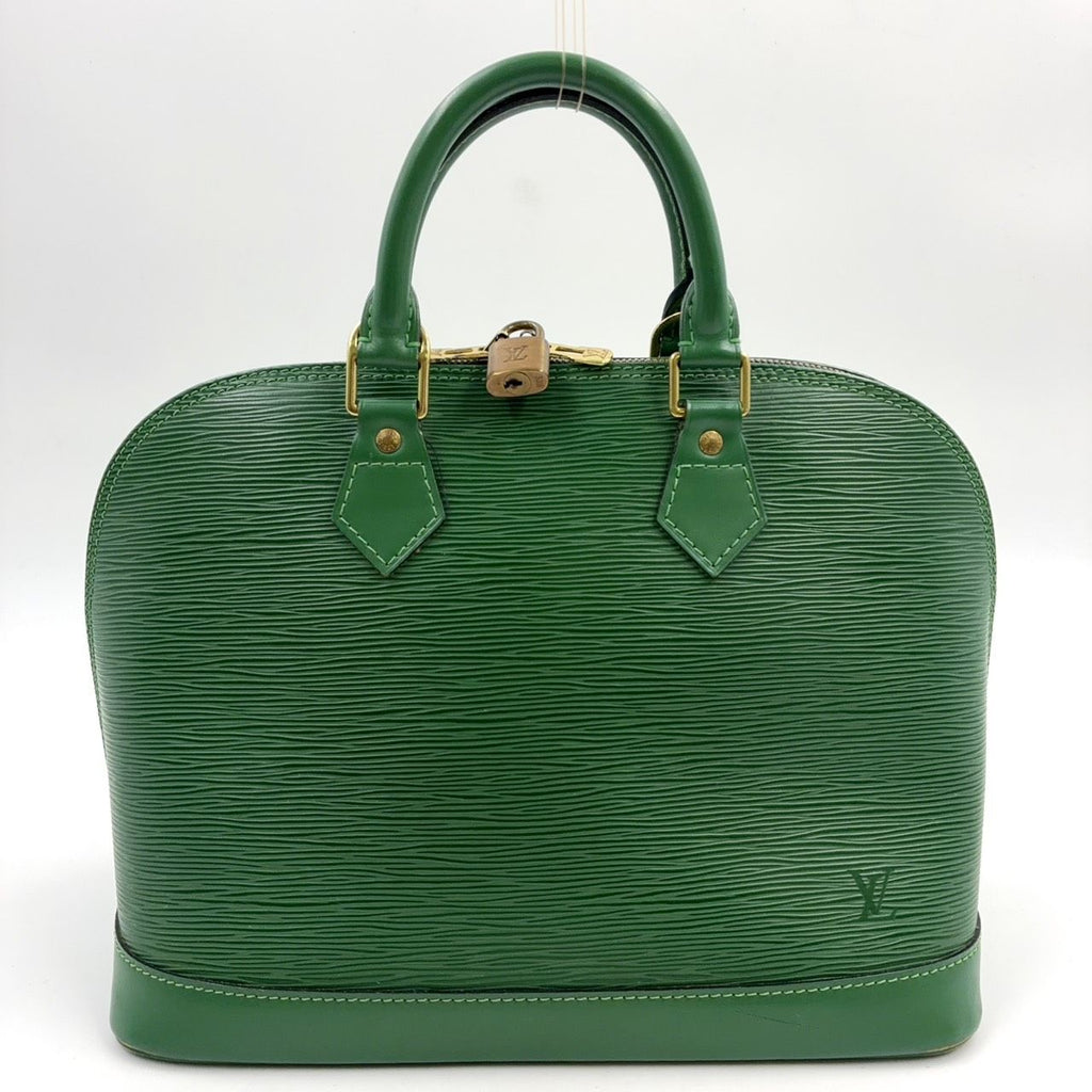 Louis Vuitton Alma Epi Borneo Green Leather Handbag Gold