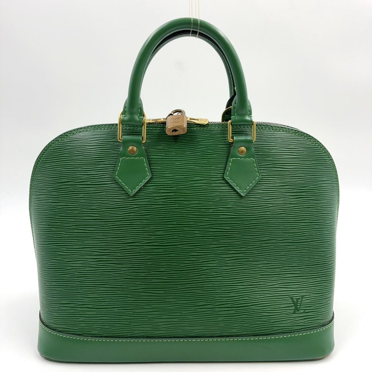 Louis Vuitton Alma Epi Borneo Green Leather Handbag Gold