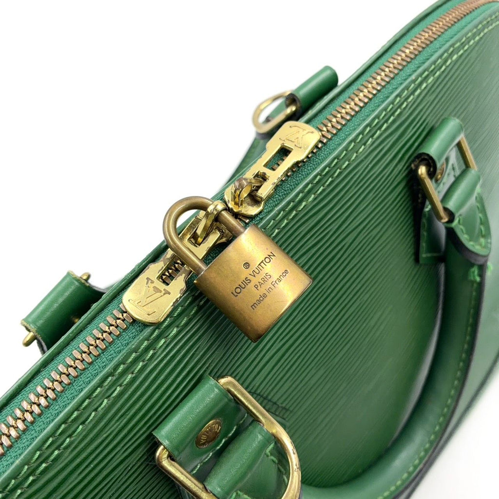 Louis Vuitton Alma Epi Borneo Green Leather Handbag Gold — view 7
