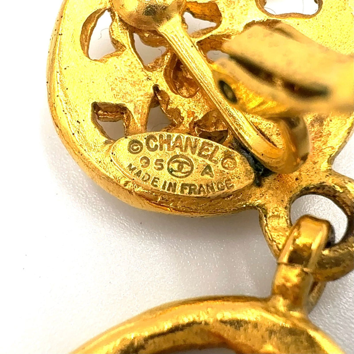 Chanel CC Logo Triple Swing Gold Plated Earrings — view 4