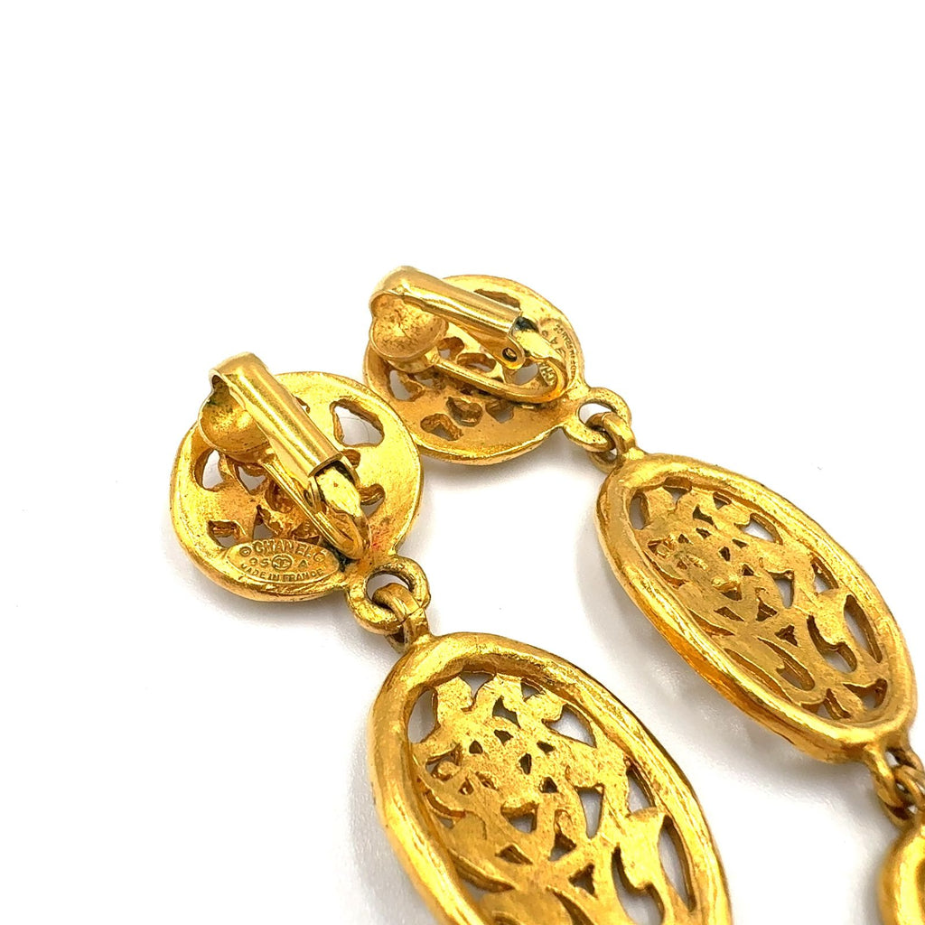 Chanel CC Logo Triple Swing Gold Plated Earrings — view 5