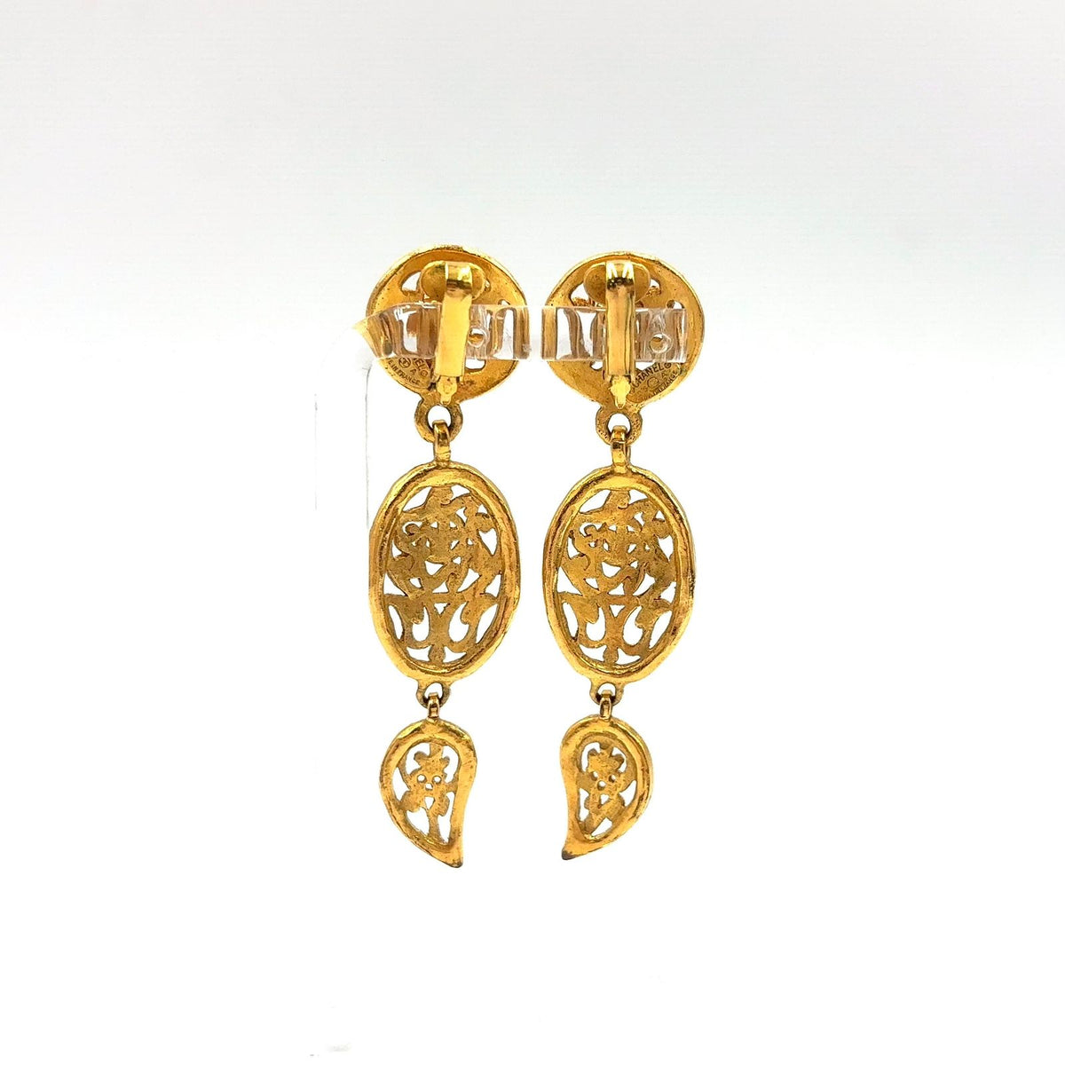 Chanel CC Logo Triple Swing Gold Plated Earrings — view 3
