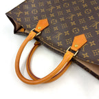 Louis Vuitton Sac Plat Monogram Handbag Leather Brown Light Tote Gold — view 5