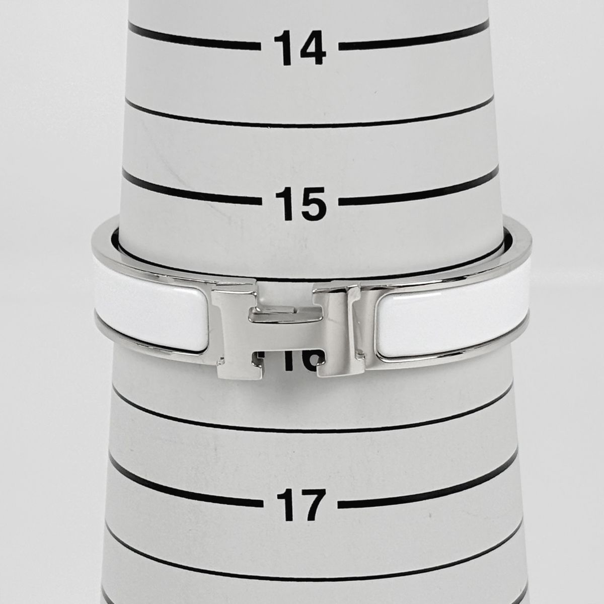 Hermes Clic H Bangle Enamel Bracelet Clac Metal Silver White — view 5