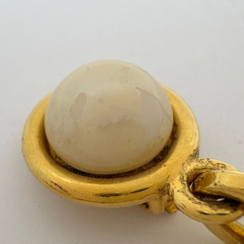 Chanel Earrings CC Logo Swing Faux Pearl Gold — view 5