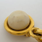 Chanel Earrings CC Logo Swing Faux Pearl Gold — view 5