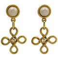 Chanel Earrings CC Logo Swing Faux Pearl Gold