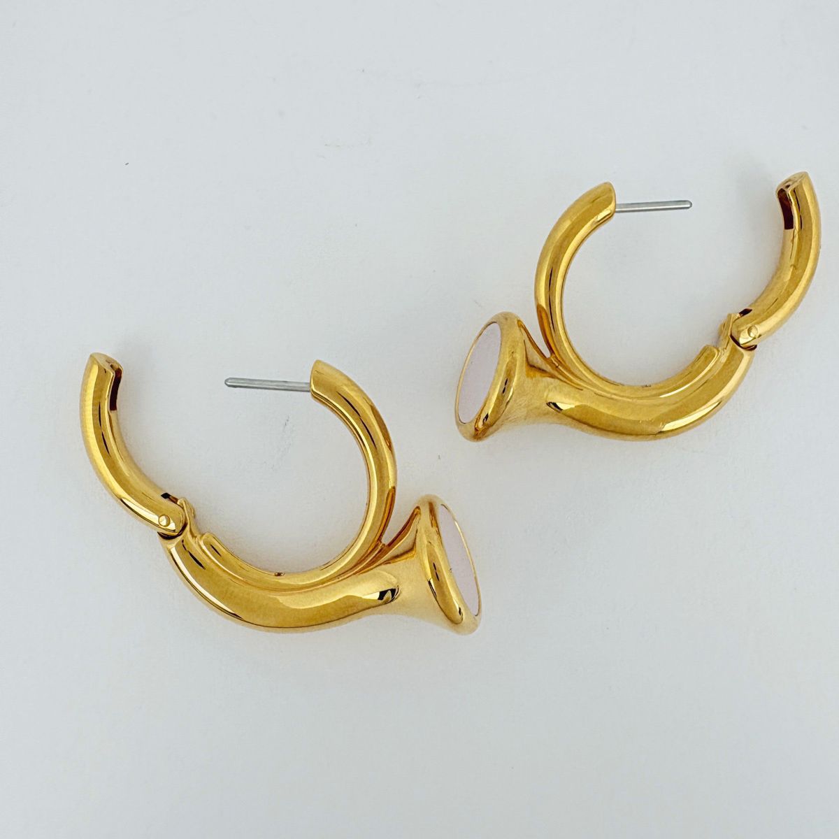 Hermes Earrings Colash Leather Gold Pink — view 3