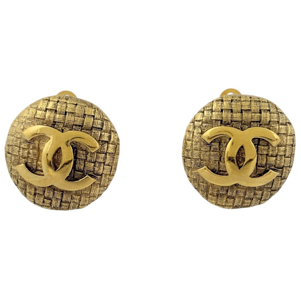 Chanel Earrings CC Logo Gold Plated