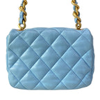 Chanel Shoulder Bag Mini Quilted Light Blue Lambskin — view 3