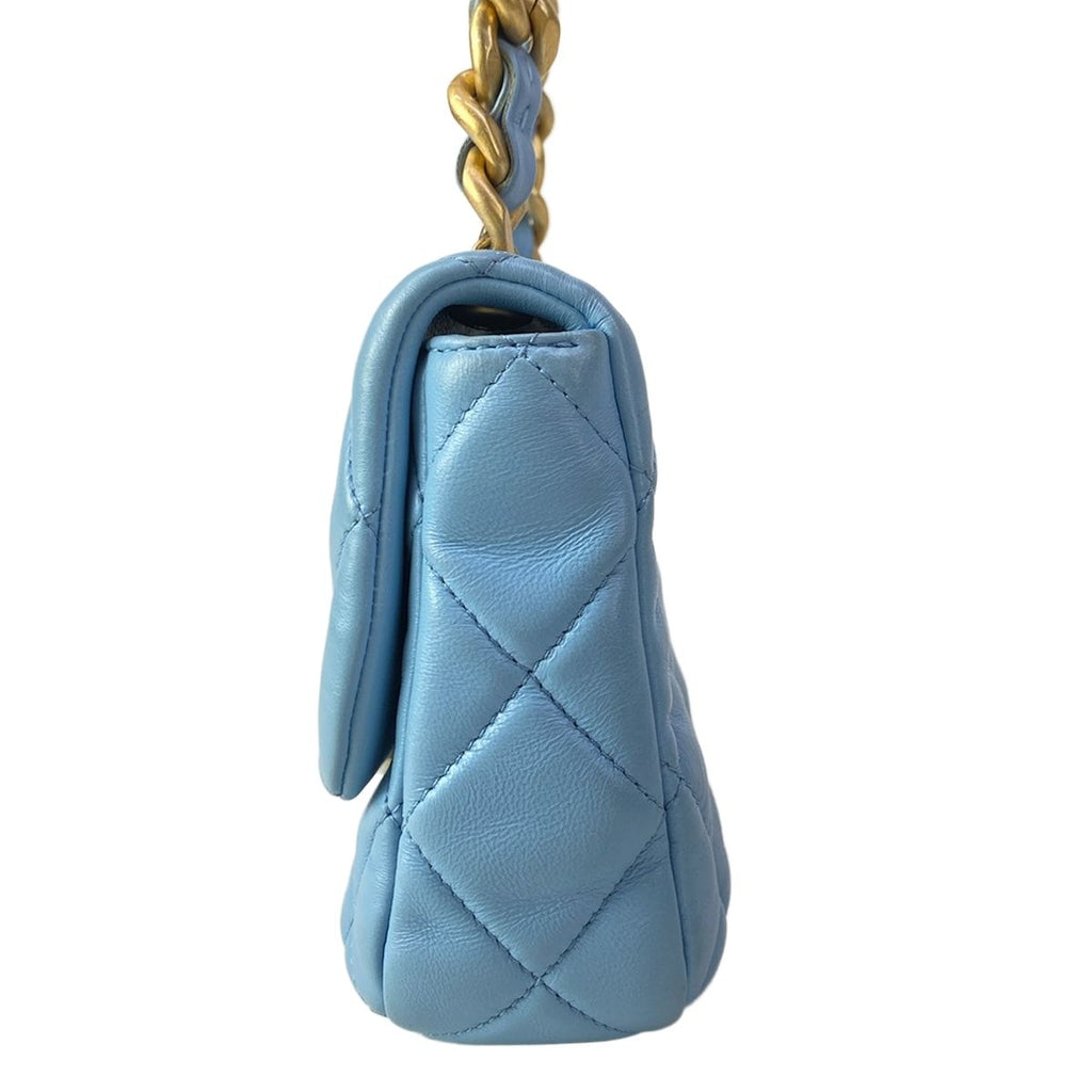Chanel Shoulder Bag Mini Quilted Light Blue Lambskin — view 4