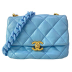 Chanel Shoulder Bag Mini Quilted Light Blue Lambskin
