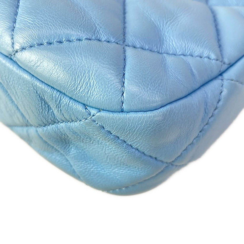 Chanel Shoulder Bag Mini Quilted Light Blue Lambskin — view 8