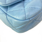 Chanel Shoulder Bag Mini Quilted Light Blue Lambskin — view 6