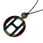 Hermes Necklace H Equipe Leather Dark Brown Gray