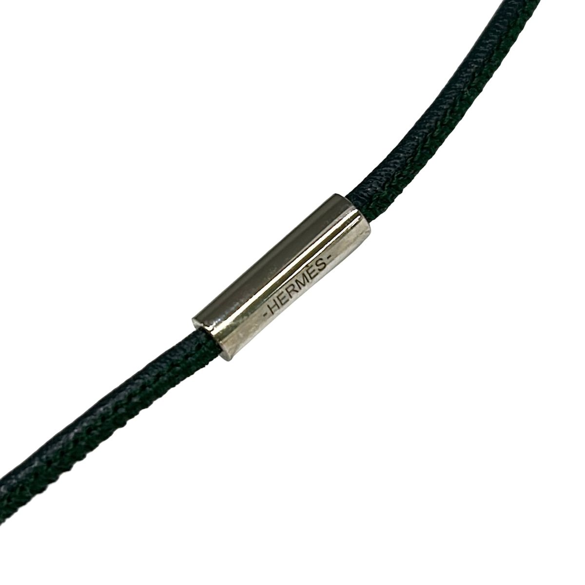 Hermes Necklace H Equipe Leather Dark Brown Gray — view 4