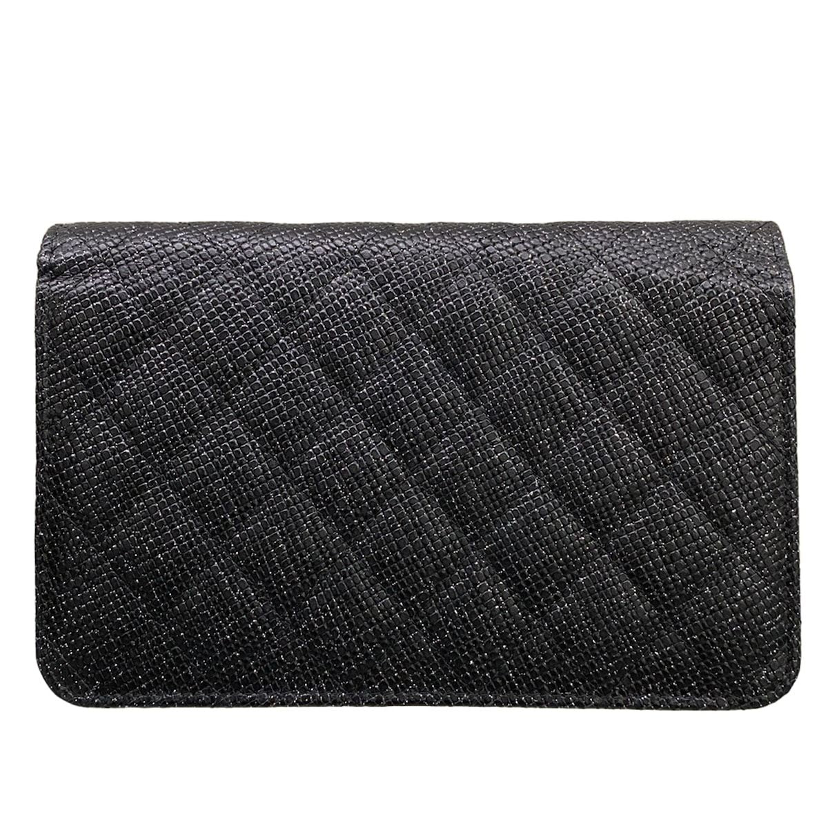 Chanel Wallet Quilted Black Chain Leather Shoulder Bag — view 2