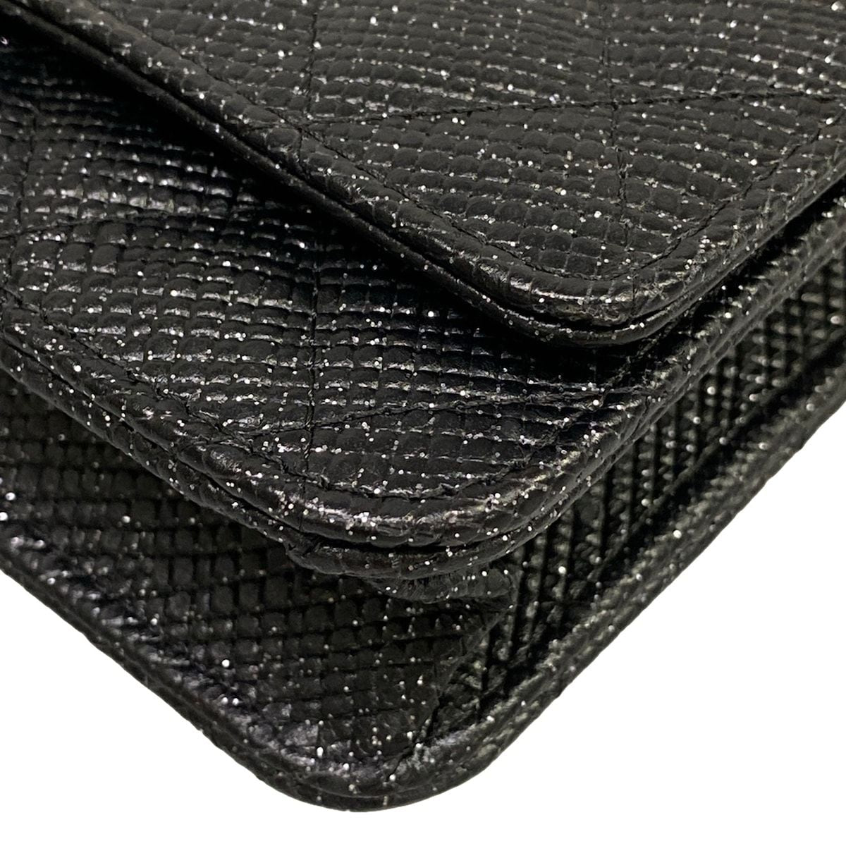 Chanel Wallet Quilted Black Chain Leather Shoulder Bag — view 7