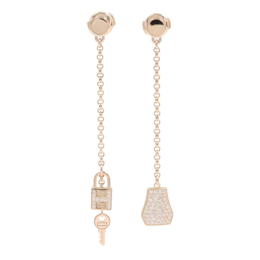 Hermes Earrings Kelly Clochette Diamond 00 18k Pink Gold