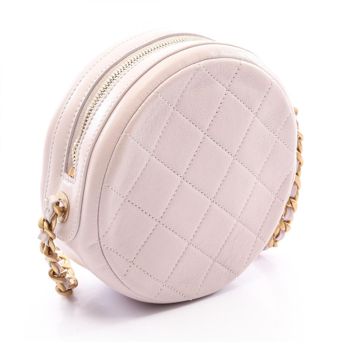 Chanel Shoulder Bag Quilted Round Mini Baby Pink Leather Chain — view 2