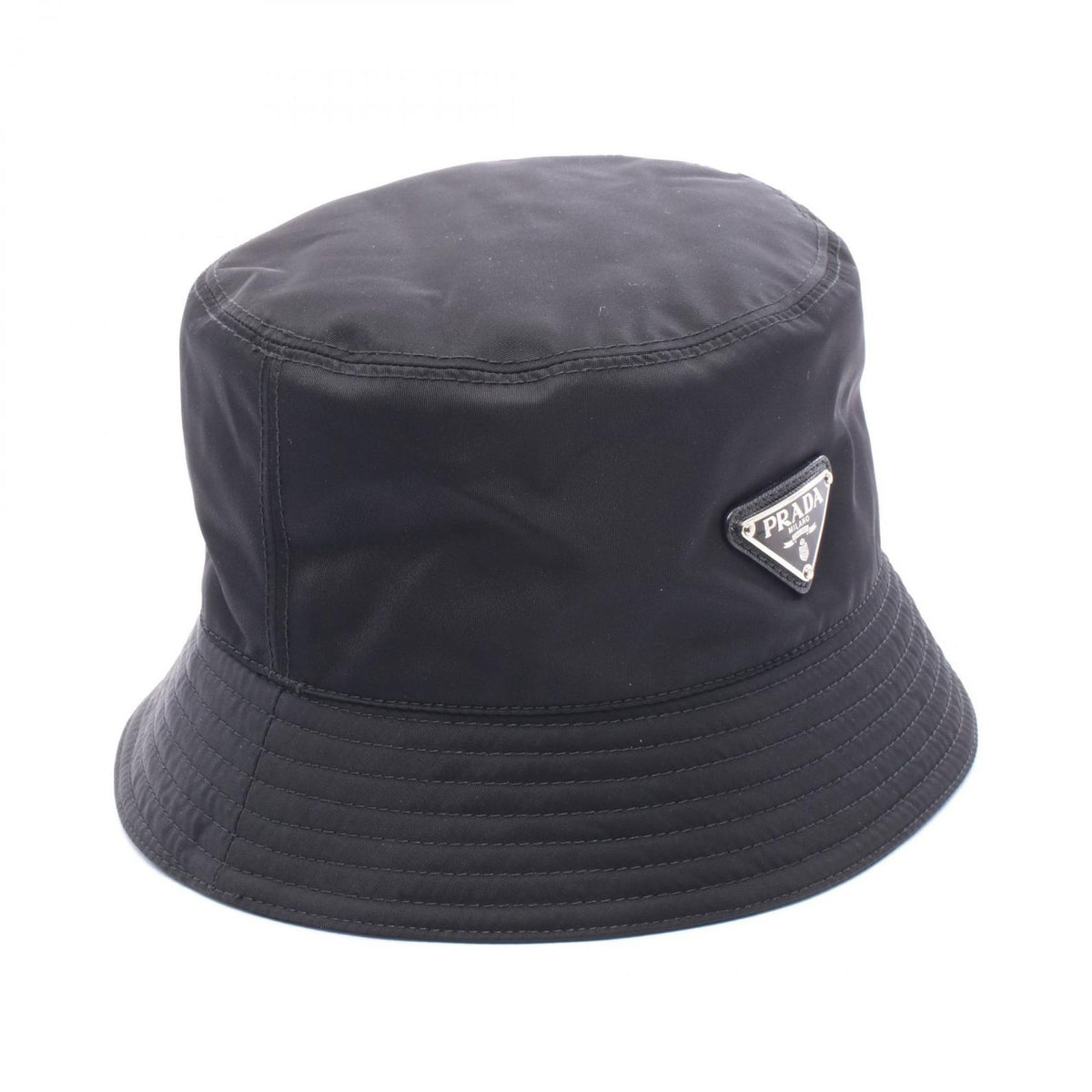 Prada Hat Re-Nylon Triangle Plate Bucket Nylon Hat — view 2