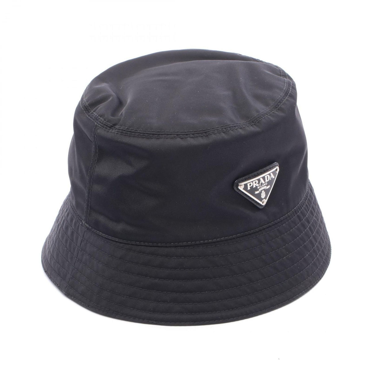 Prada Hat Re-Nylon Triangle Plate Bucket Nylon Hat — view 2